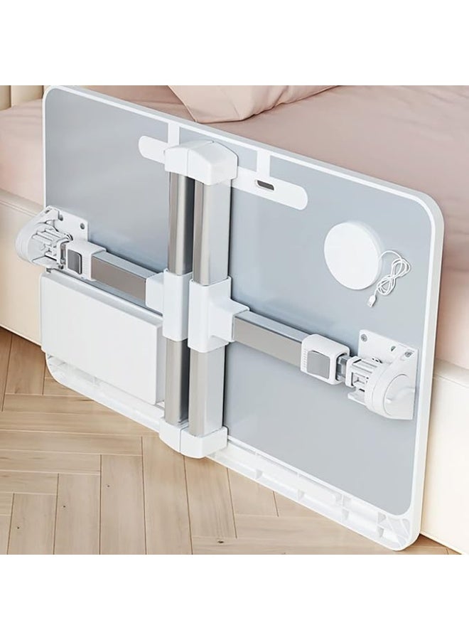 طاولة لابتوب ذكية للسرير قابلة للتعديل مع منفذ شحن USB ودرج تخزين - مكتب محمول قابل للطي للشغل والمذاكرة وتناول الطعام - Image 2